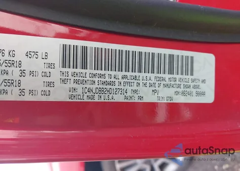 2017 Jeep Compass Sport Se 4X4 из США, поврежденный, VIN 1C4NJDBB2HD127314